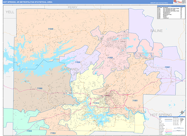 Hot Springs Metro Area Wall Map